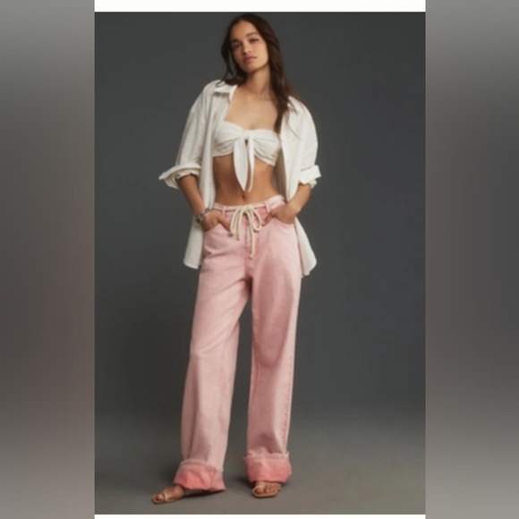 Pilcro Pants - Pilcro Anthropologie Cuffed Oversized High-Rise Wide-Leg Jeans - Size 31P